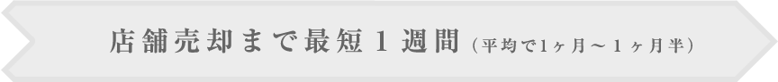 店舗売却まで最短1周間（平均で1ヶ月〜1ヶ月半）